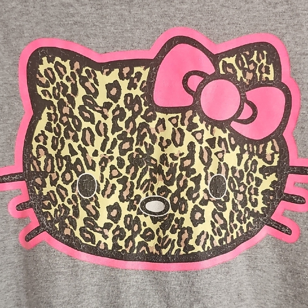 Gray Shirt with Pink and Leopard Print Design - Picture 2 of 3